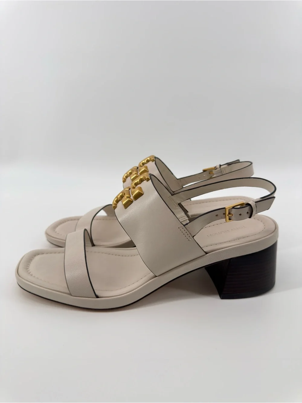 Tory Burch $348 Eleanor Heel Sandals New Ivory Cream Sz 10